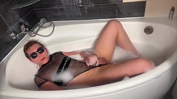 Preview 1 of Mina Mashiro - Sensual Femboy Foam Bath With Vaping and Cum