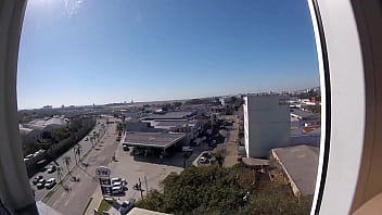 Preview 3 of Joi Ashley Sinclair - sarada Nua na janela do hotel em frente aeroporto