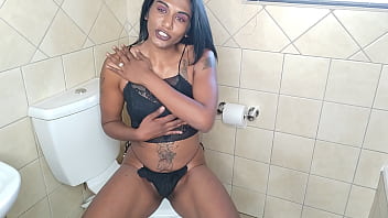 Preview 1 of Handjob Public Beach - Sitting on the toilet | getting undressed and rubbing my dark pussy as I talk to you about the fun dirty orgy we had