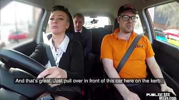Preview 2 of Step Momm Seduce Son - Busty MILF fucked outdoor in the car after driving lesson