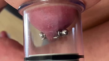 Preview 4 of Her First Deep Throat Scene - Pumping and Sucking hard my Pierced Nipples