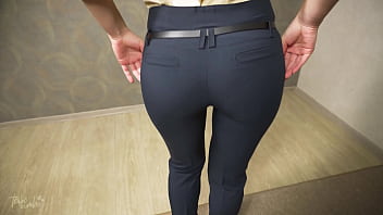Preview 3 of Massage Traditional Java - Perfect Ass Asian In Tight Work Trousers Teases Visible Panty Line