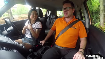 Preview 2 of Schoolgirl Amateur Allure - Driving Asian babe pussy nailed by instructor after blowjob
