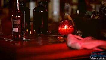 Preview 2 of I You Are - Petite teen model Scarlett Sage solo striptease for Playboy in a bar