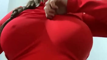 Preview 4 of Indian Servent Sax - GIRL BIG TITS DRESS RED