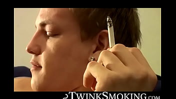 Preview 3 of Deepthroat Long Time - Bad stud Tomy chainsmoke his red cig while jerking on the couch
