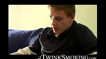 Preview 1 of Deepthroat Long Time - Bad stud Tomy chainsmoke his red cig while jerking on the couch