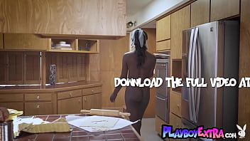 Preview 3 of Japanese Librarry - Glamorous all natural ebony teen Victoria Antoinette cooking and stripping