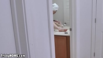 Preview 2 of Pervcity Oil Anal - Helping shave my big boobed mature stepmothers pussy