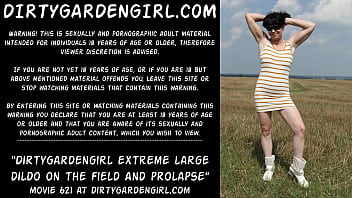 Preview 1 of Ice La Fox Smoking - Dirtygardengirl take in ass extreme large dildo on the field and prolapse