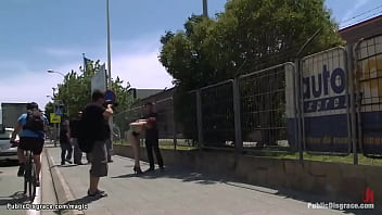 Preview 2 of J D Ero Wife - Redhead fucked in threesome in public