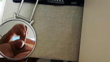 Preview 1 of Wife On The Beach - Cum on the mirror. Tied up balls