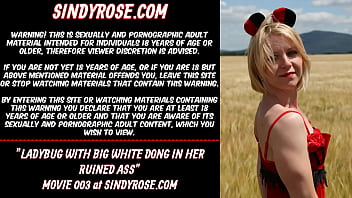 Preview 1 of Amrican Nighty - Ladybug big white dong in the ass &amp_ prolapse in public