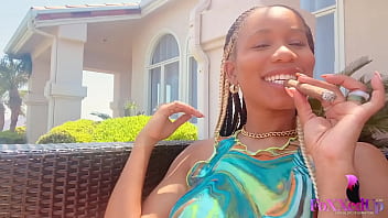 Preview 2 of In The Basketball Court - Smoker Beauty Jenna Foxx Rubs Her Horny Trimmed Pussy Outdoors!