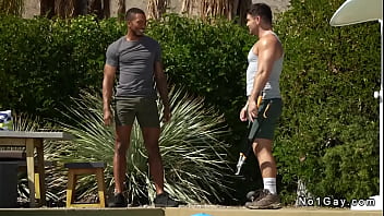 Preview 1 of Club Amateur Pvc - Gardener and pool man interracial gay anal sex