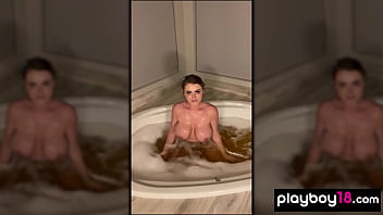 Preview 2 of Anak Perkosa Kakak - Passionate busty brunette MILF Sophie Dee taking a bath and masturbating