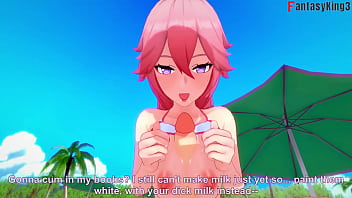 Preview 4 of Cojiendo Con Sobrina Virgen - Yae Miko Bikini sex on the beach 1 Genshin Impact | Full And Just POV on Sheer or PTRN: Fantasyking3