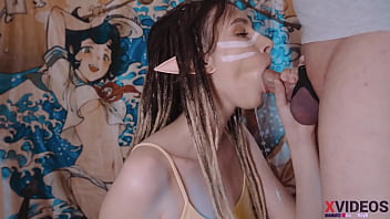 Preview 4 of Pequkyszy - Cute girl elf in dreadlocks sucking my cock juicy! Drooling deep blowjob ! Deep throat my beautiful girlfriend!