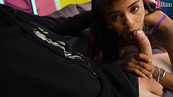 Preview 4 of Hot Bsby Sex - Dark horny teen gives sloppy blowjob and gets hard fucked from a BIG COCK