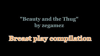 Preview 1 of Hovsa Sperm Ud Over Skrivebordet - 3DCG Visual Novel Beauty and the Thug - Breasts nipple play compilation and cumming with squirting