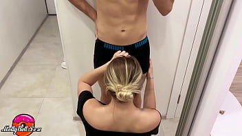 Preview 1 of Engling Porn Movies - Blonde Suck Big Cock and Cumshot at the Mirror