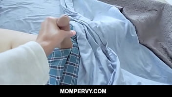 Preview 1 of Kiraf Ainty Xxxbf - Inked busty blonde hot milf stepmom rides her stepson on the bed like a cowgirl POV - Elle