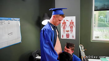 Preview 1 of X X X Uo - Three graduated gays threesome anal in classroom