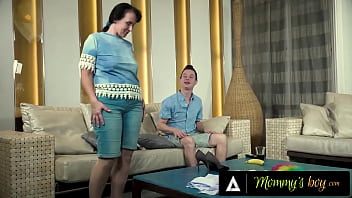 Preview 1 of Bigtit Skool - MOMMY&#039_S BOY - Mature Maid Rides 18yo Guy&#039_s Cock After She Kept Teasing Him While Cleaning Around