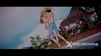 Preview 4 of Linda Tranny Sex - One Piece Luffy and Nami have sex at the Beach