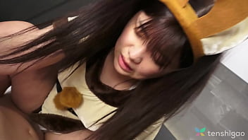 Preview 2 of Belak Com Xxx Bf - Japanese chubby brunette Madoka Watanabe in bunny costume is pleasing her lover.