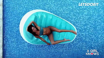 Preview 1 of Nongjb Metm Uehkzjmosc - Skinny BFFs Anya Krey &amp_ Megane Lopez Pleasure Each Other By The Pool - A GIRL KNOWS