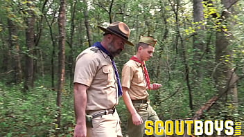 Preview 2 of Akak Melayu Teeniy - ScoutBoys Muscle bear fucks twink sons in the woods