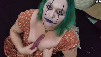 Preview 3 of Badgirls Com - Honk for a Suck! Clown Girl Worships a Dildo &ndash_ POV