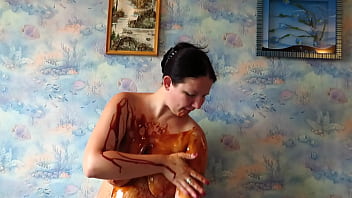 Preview 4 of 3 Koc - Fetish with food from chubby milf Vaginal cream enema and creamy big natural boobs Homemade