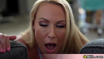 Preview 4 of 1giral With 3boys - Busty blonde wife cleaning the floor on all fours and her ass just too much of a temptation