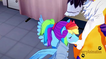 Preview 2 of Fat Nice Body - Digimon my little pony Yaoi Hentai 3D - Renamon and Rainbow Dash blobjob and fucked with cum in her mouth and ass - Yiff Anime Gay