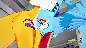 Preview 4 of Fat Nice Body - Digimon my little pony Yaoi Hentai 3D - Renamon and Rainbow Dash blobjob and fucked with cum in her mouth and ass - Yiff Anime Gay