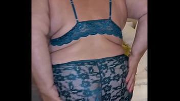 Preview 1 of Dasi Hrad - Mysterious BBW Mature Lady in green Lingerie with big boobs.