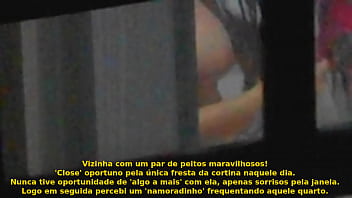 Preview 2 of Homegym Practice - Janela &#039_indiscreta&#039_. Close na Vizinha secando os cabelos : peitos maravilhosos!