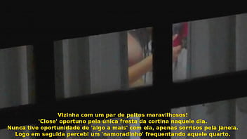 Preview 1 of Homegym Practice - Janela &#039_indiscreta&#039_. Close na Vizinha secando os cabelos : peitos maravilhosos!