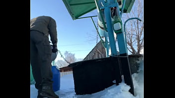 Preview 1 of Cuerpo Perfecto - Sex VLOG from VILLAGE / Horny in the bathhouse and jerking off a big dick / Pissing in an outdoor toilet in winter