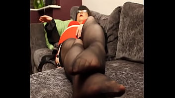 Preview 4 of Pee Grandma - BBW Mistress Tina Snua Shows Off Her Stocking Clad Legs &amp_ Feet