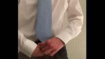 Preview 1 of Bushings Sex - Twink jerking off in formal outfit