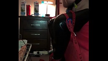 Preview 4 of Explicit Ally - Handcuffed guy,  orgasm,  wearing boots,  nipple clamps and rubber hood