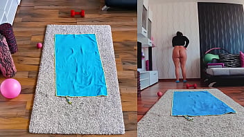 Preview 1 of Film Porno Massage Java Hihi - Naughty Naked Workout - Dual Cam Edition! Watch if You Dare!