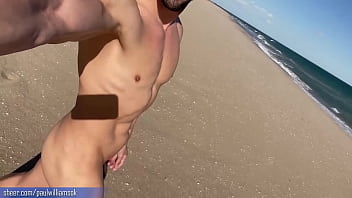 Preview 3 of Teen Jepag - Gym trainer gets naked on a public beach in Spain