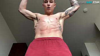 Preview 1 of Karlee Grey Hair - Ripped jock jerks his dong before using toy in solo action