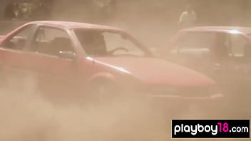 Preview 3 of Dini Lana Xxx - Nude badass asian babe Julri Waters and her GFs racing on demolition derby