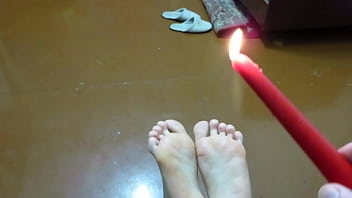 Preview 3 of Jvn Sc00lgti5oew - Easy domination with tickling and wax on bare feet Homemade foot fetish of a mature couple