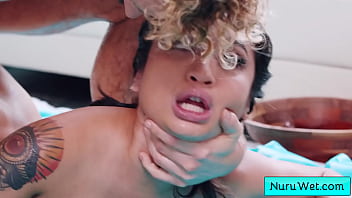 Preview 4 of Amigas Se Mostrando - Sexy busty masseuse fucked from behind by horny client - Robby Apples,  Avery Black
